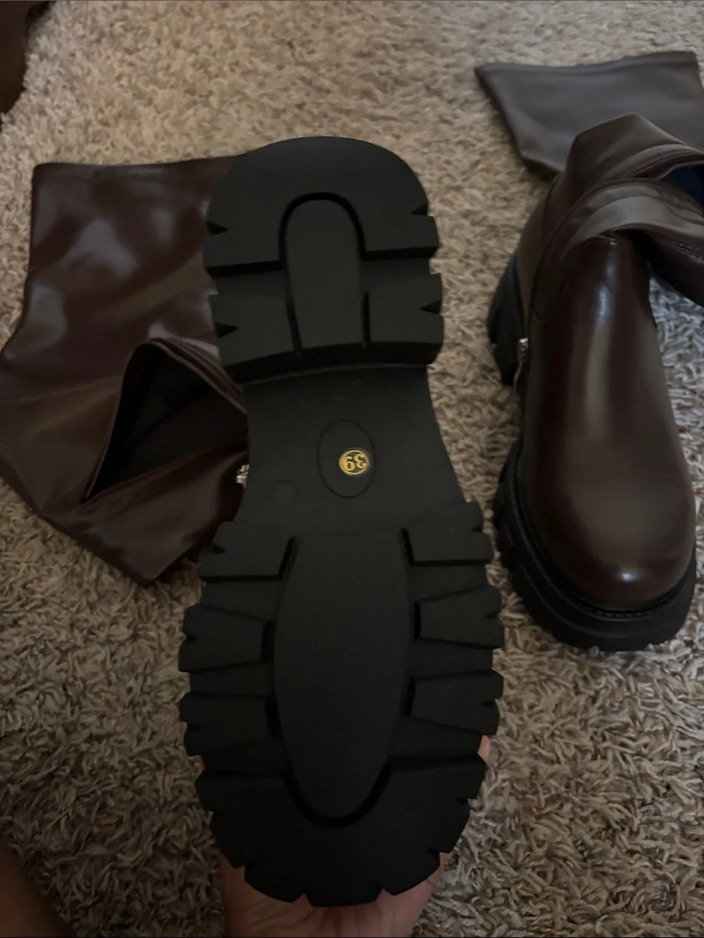 Over-the-Knee Chunky Sole Boots in Dark Brown